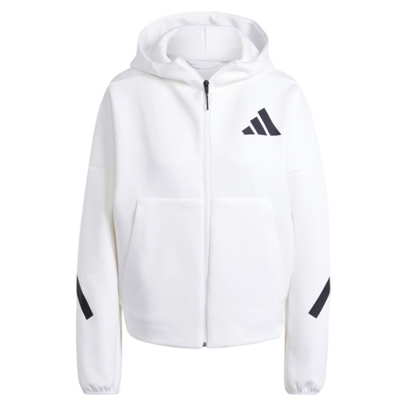 ADIDAS • Women’s White Z.N.E. Full Zip Hoodie Multi Sport Track Top Jacket - Picture 1 of 11